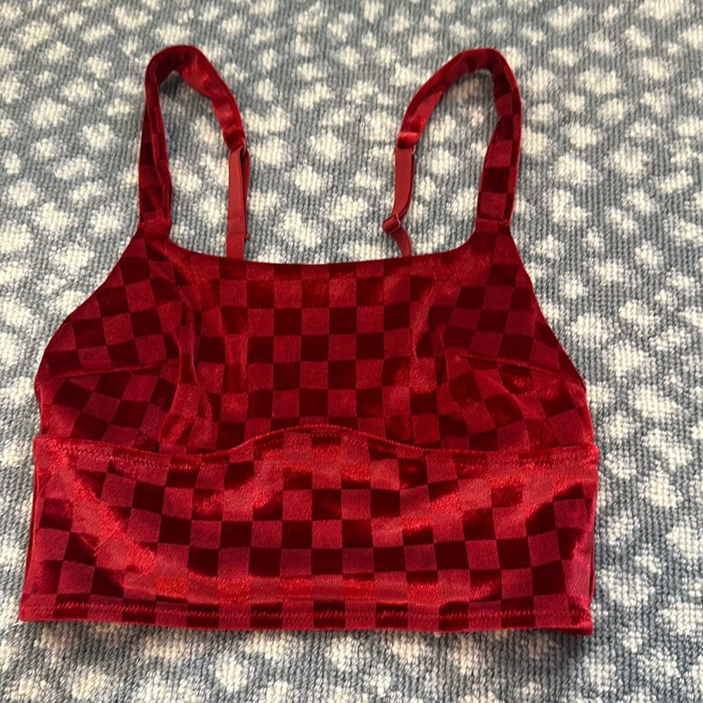 Red Velvet Checkered Bra Top